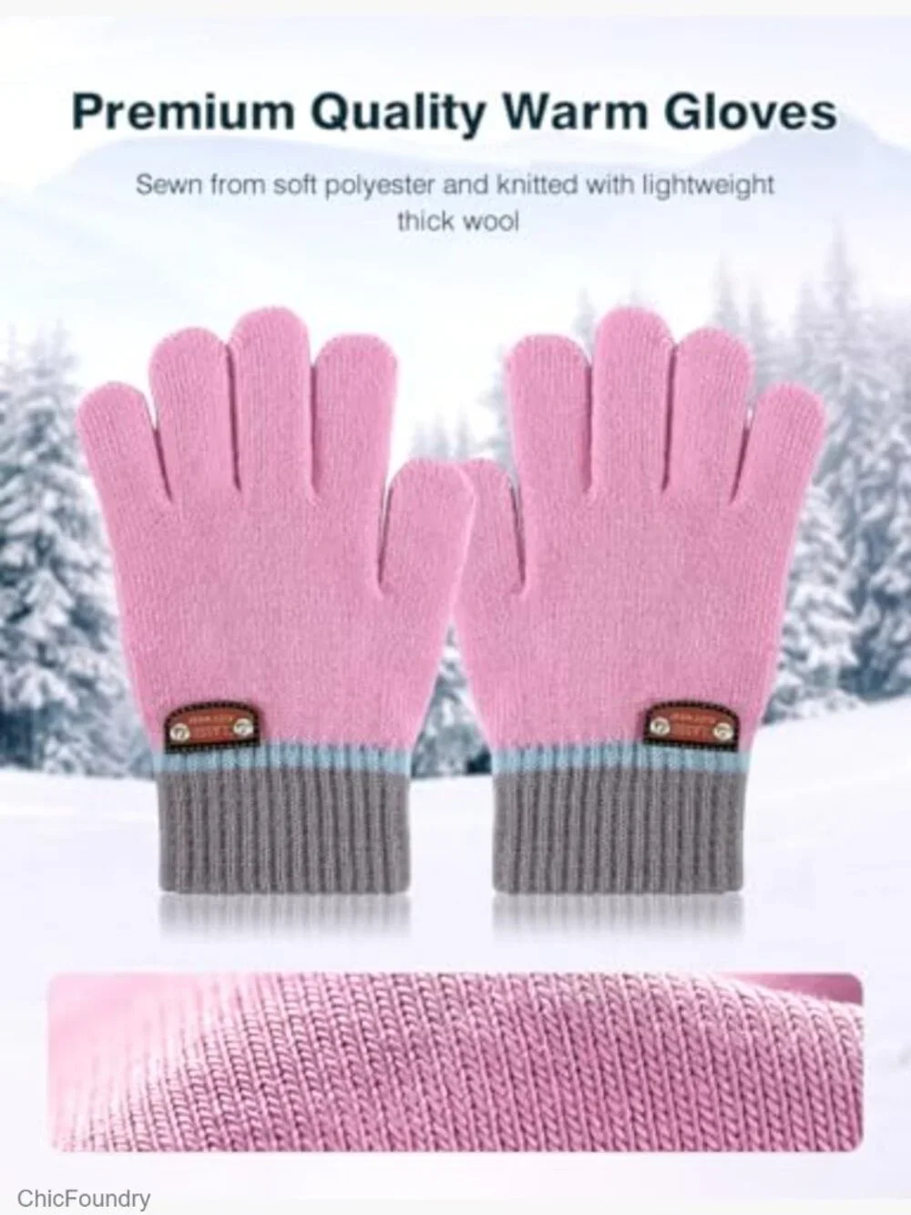 6 Pairs Knitted Wool Gloves for Kids Full Fingers Stretchy Winter Mittens